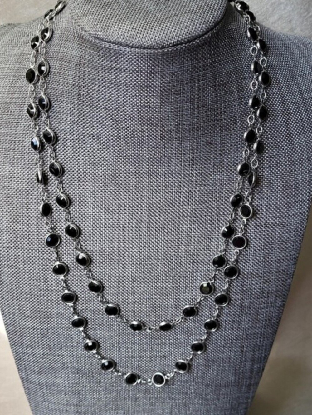 Touchstone Crystal by Swarovski Chanelle Necklace Jet Black Rhodium Plating